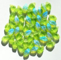 50 12mm Transparent Matte Green AB Glass Leaf Beads